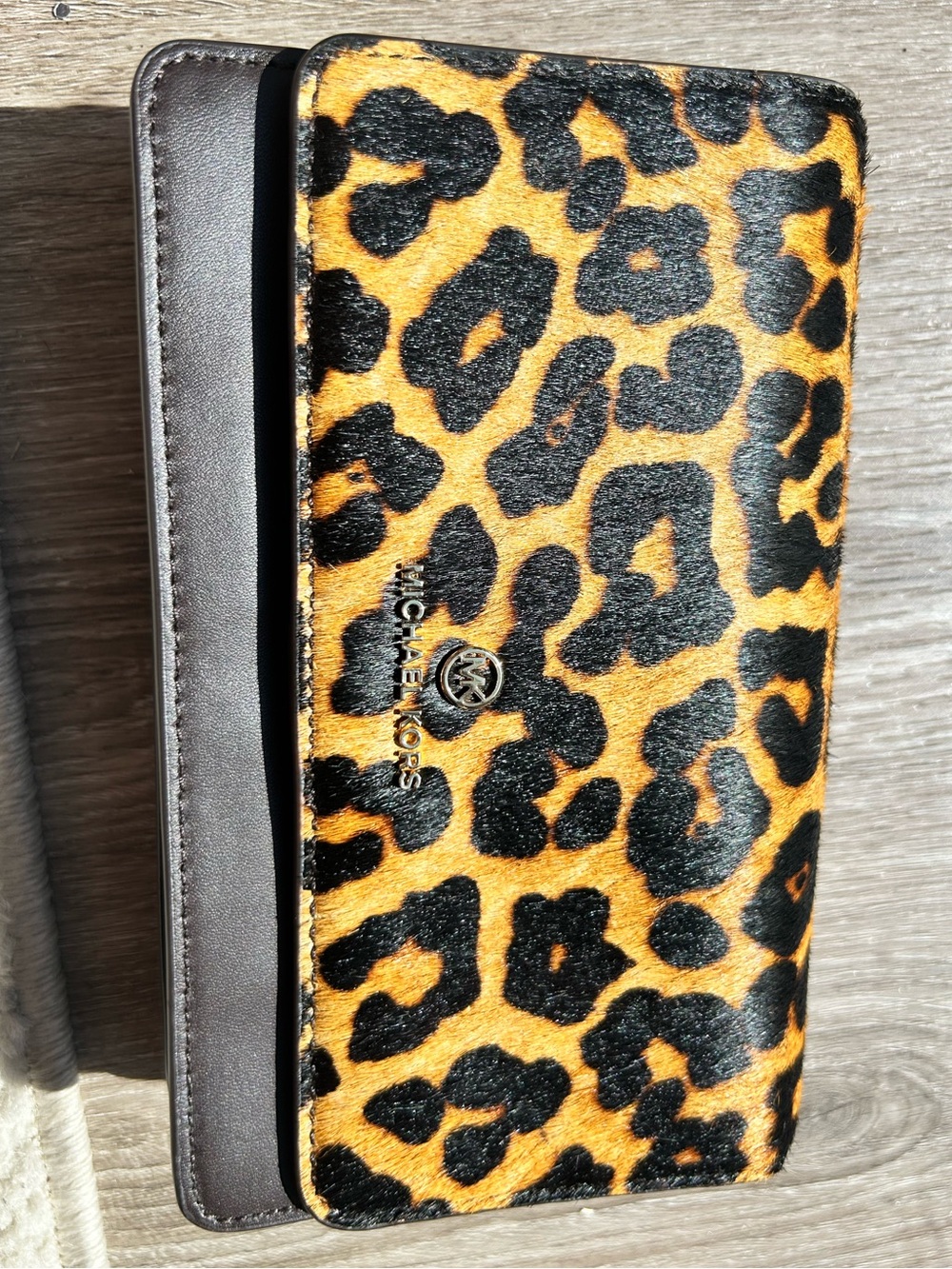 Michael Kors Leopard Calf Hair Wallet Crossbody Phone wallet -No Crossbody Strap